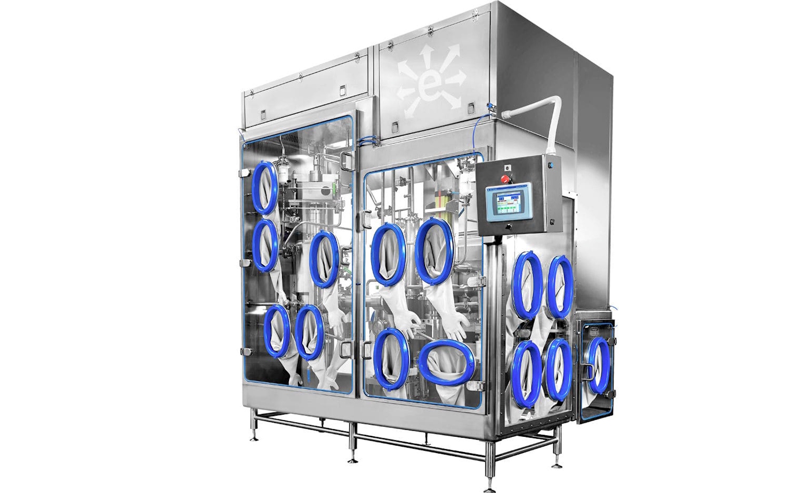 Containment isolator with glove ports for potent powder handling