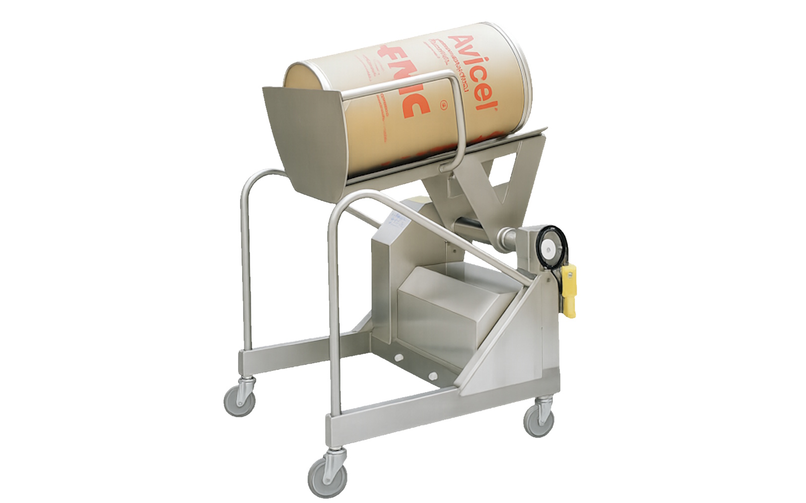 Pharmaceutical material handling drum tipper lift