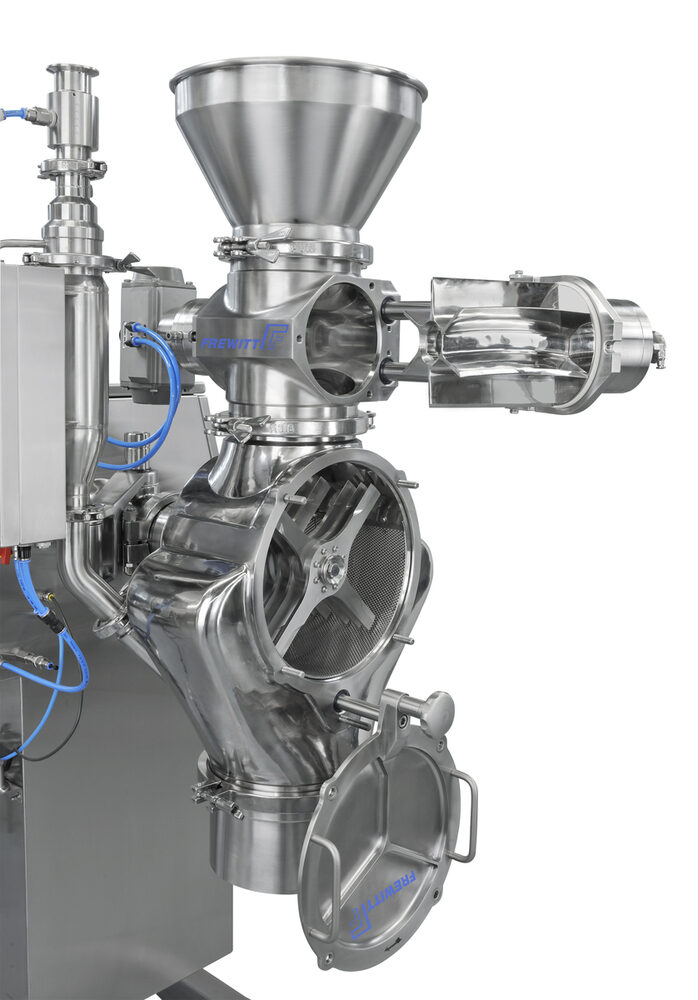 Frewitt pharmaceutical hammer mill open view